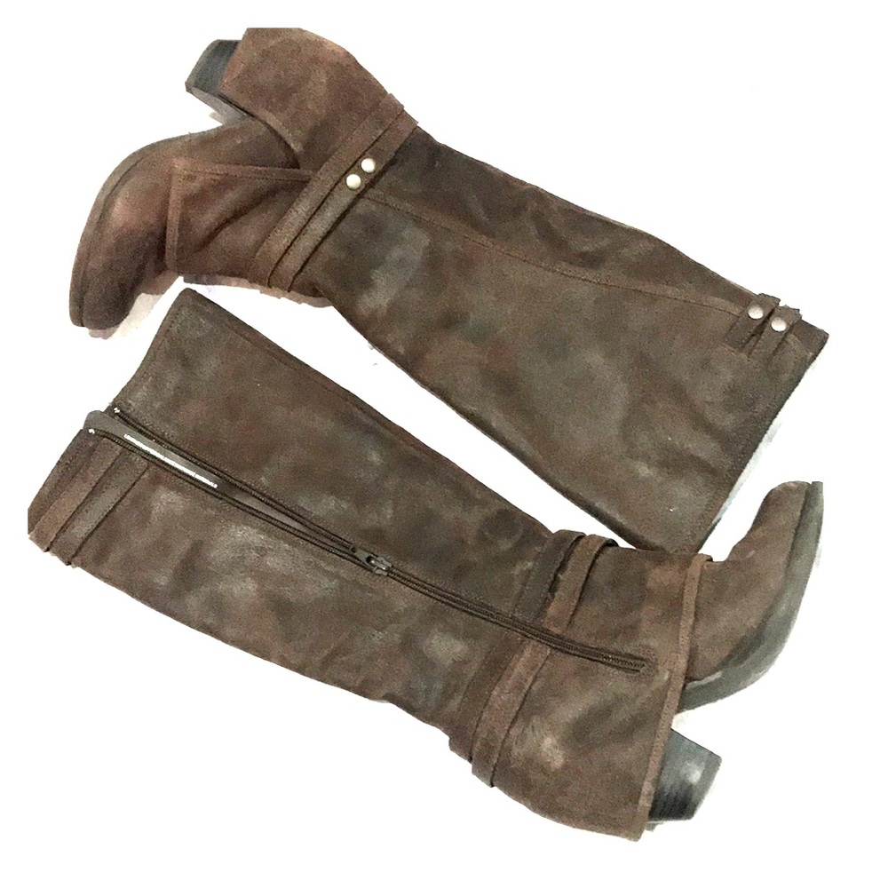Women Brown leather heel boots size 6.5